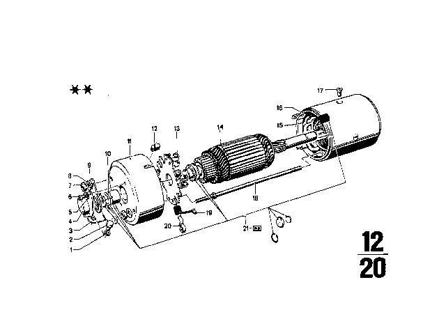 1971 BMW 1602 Starter Parts Diagram 1