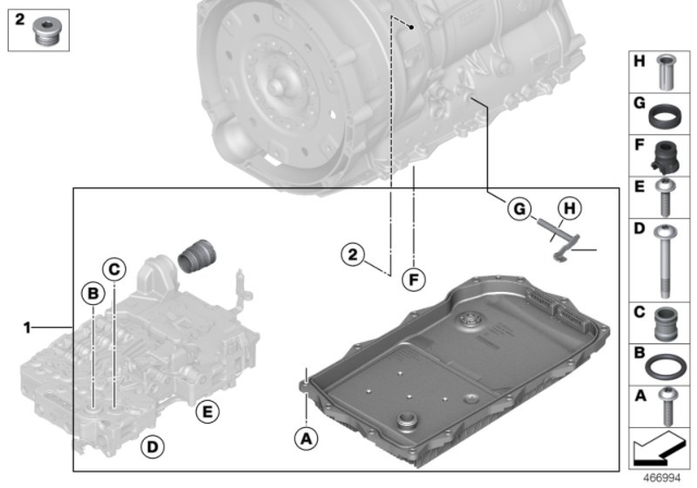 2018 BMW 530i Selector Shaft (GA8HP50Z) Diagram