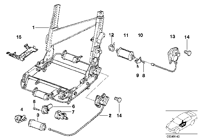 1996 BMW 840Ci Actuator Vertical Seat Adjuster Front Diagram for 67311392134