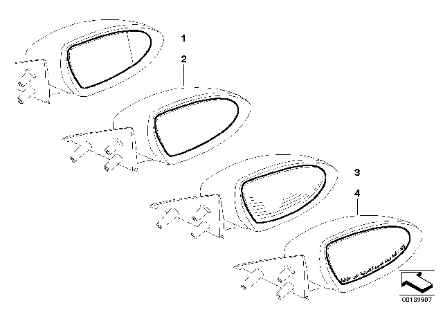 2009 BMW M6 Mirror Glass, Heated, Convex, Right Diagram for 51168040916