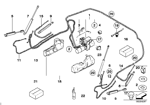 2008 BMW 128i Hydraulic Cylinder, Tensioning Rod Right Diagram for 54347190668