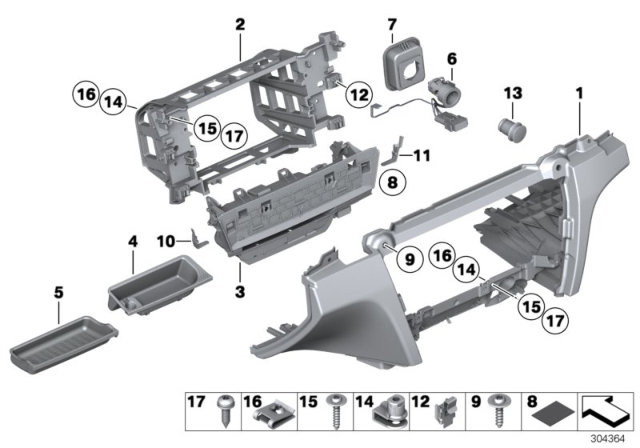 2015 BMW 750i xDrive Mounting Parts, Instrument Panel Diagram 1