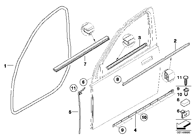 2003 BMW 745Li Door Weatherstrip Diagram 1