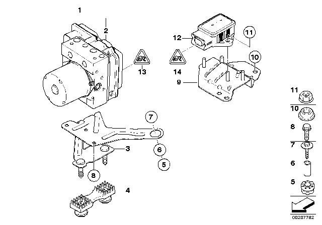 2005 BMW X3 Hydro Unit DXC / Fastening / Sensors Diagram