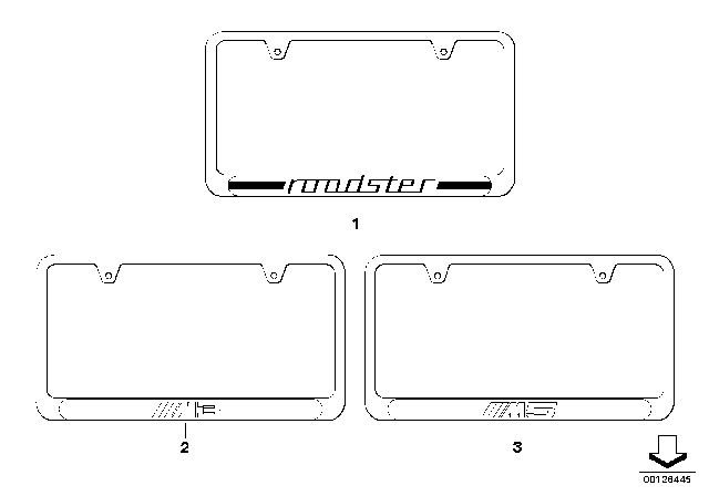 1997 BMW Z3 Stainless Steel License Plate Frame Diagram 1
