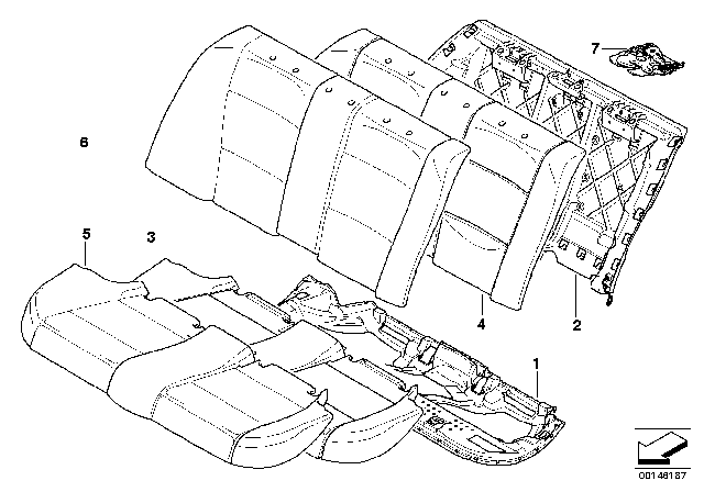 2011 BMW 328i Seat, Rear, Cushion & Cover Diagram 1