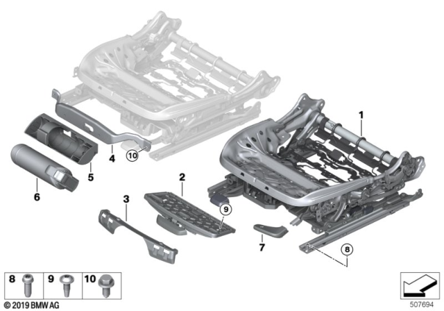 2020 BMW 330i xDrive Front Seat Seat Frame Manual Diagram