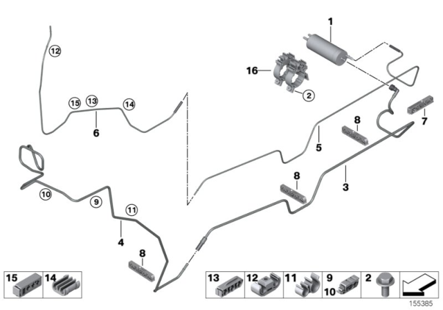 2005 BMW X5 Fuel Pipes And Fuel Filters Diagram