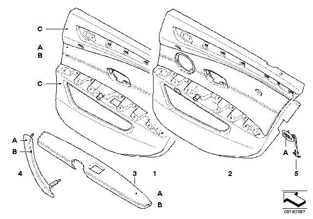 2007 BMW M5 Individual Rear Door Trim Panel Diagram 2