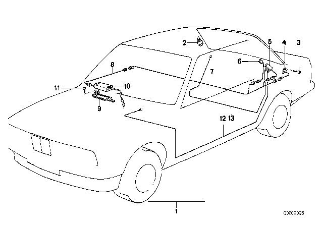 1992 BMW 750iL Single Parts For Antenna-Diversity Diagram
