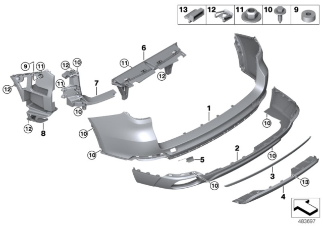 2018 BMW X5 Panel, Bumper, Primed, Rear Diagram for 51127390000