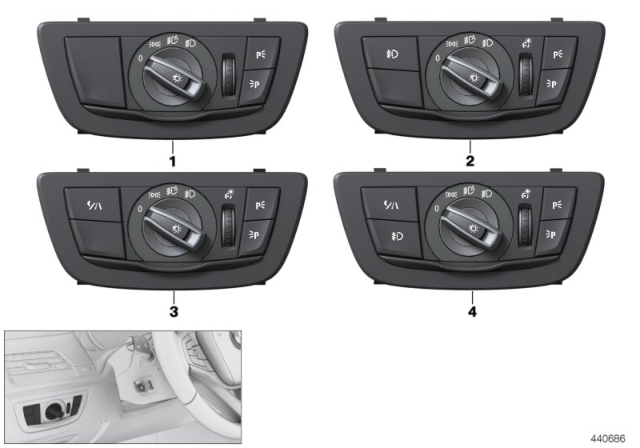 2019 BMW 540i xDrive Headlamp Switch Diagram for 61319493732