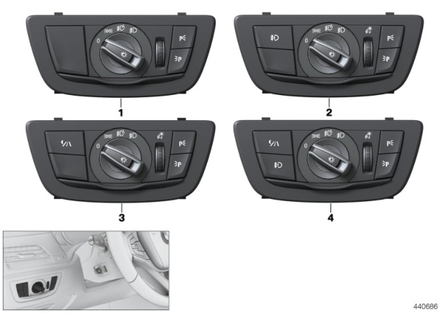 2019 BMW 540i xDrive Headlight Switch Diagram for 61316841879