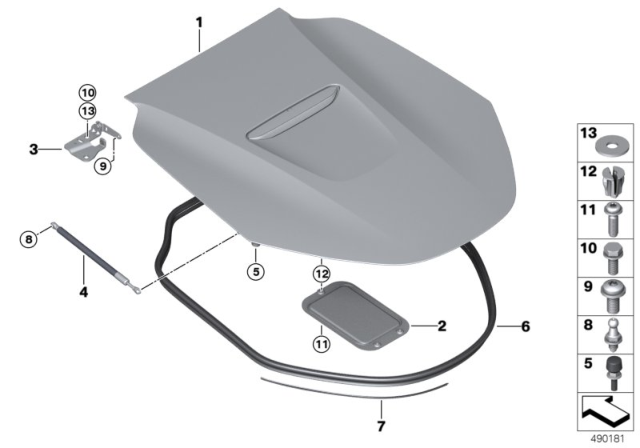 2020 BMW i8 Right Trunk Lid Hinge Diagram for 51247456974