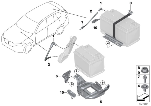 2020 BMW X6 BATTERY TRAY AUXILIARY BATTE Diagram for 61216827079