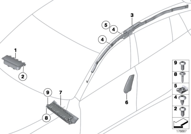 2011 BMW 535i GT Knee Pad Airbag Module, On Driver'S Side Diagram for 72129188288