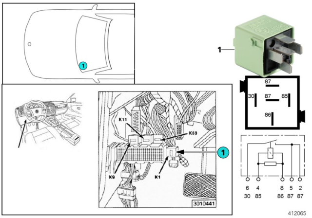 1994 BMW 318i Relay, Starter Lock Module Diagram