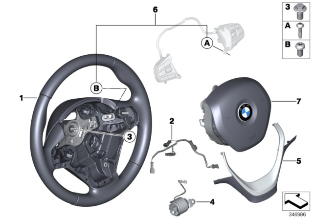 2014 BMW 428i xDrive Airbag Sports Steering Wheel Diagram
