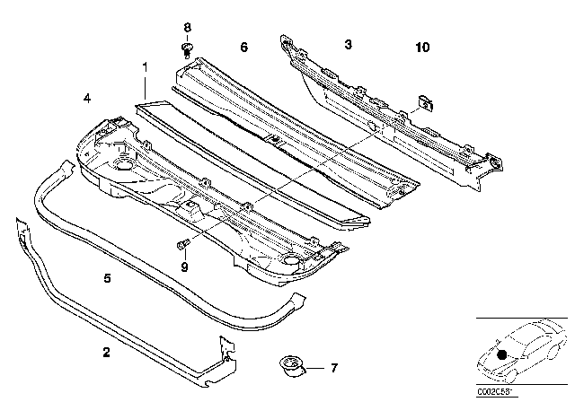 2001 BMW M3 Cover Microfilter Diagram for 64318363423