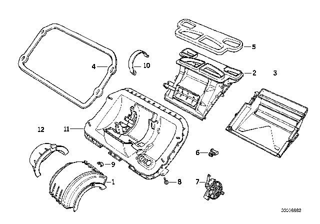 1993 BMW 325is Housing Bottom Diagram for 64118390413