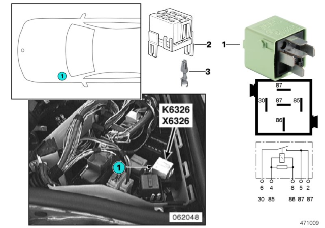 2000 BMW 323i Relay, Load-Shedding Terminal Diagram