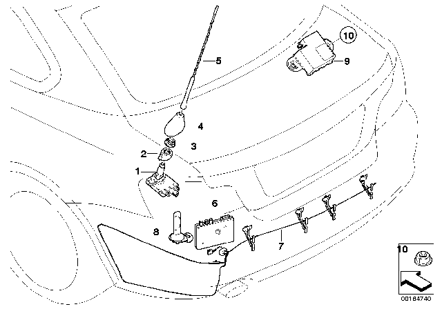 2012 BMW 128i Single Parts, Radio / Telephone Aerials Diagram