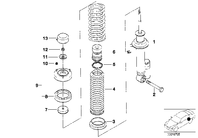 1997 BMW 740i Rear Spring Strut, Levelling Device Diagram