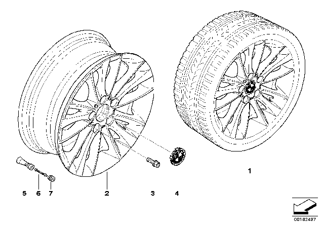 2012 BMW 135i BMW LA Wheel, W-Spoke Diagram