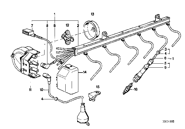 1995 BMW 850CSi Ignition Harness With Marten Repeller Diagram for 12121733007