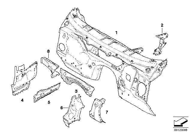 2005 BMW X3 Splash Wall Parts Diagram