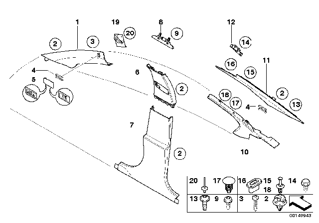 2010 BMW M5 Trim Panel Diagram