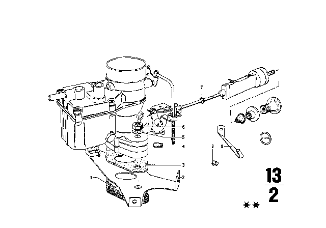 1974 BMW 2002 Carburetor Mounting Parts Diagram 1