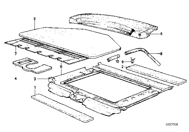 1977 BMW 320i Trim Sliding Lifting Roof Diagram