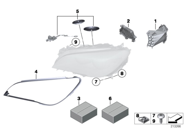 2012 BMW 750i xDrive Right Headlight Cover Diagram for 63117225234