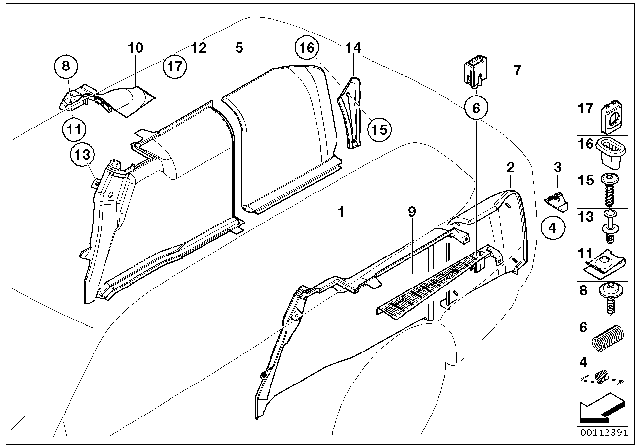 2000 BMW 528i Lateral Trim Panel Diagram