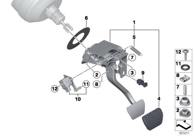 2014 BMW ActiveHybrid 3 PEDAL ASSEMBLY WITH BRAKE PE Diagram for 35006860649
