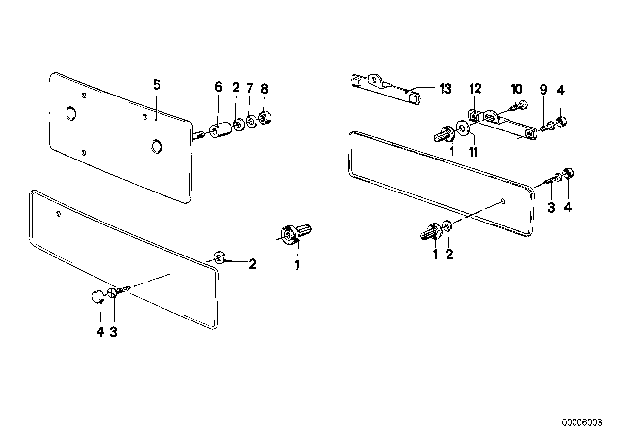 1981 BMW 528i Licence Plate Base Diagram