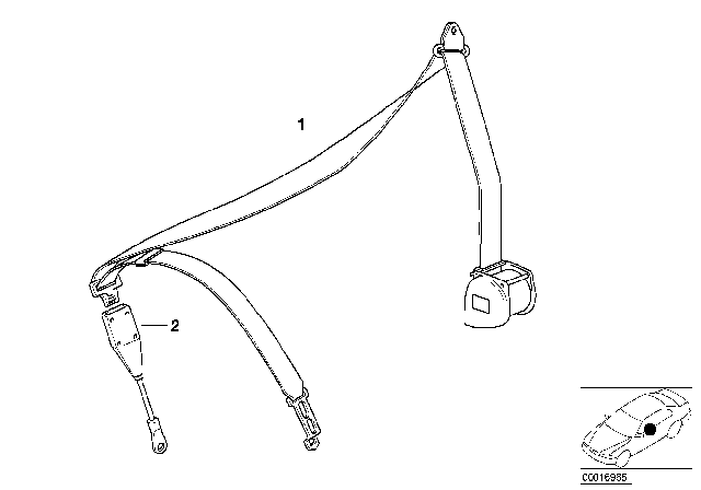 1989 BMW 325i Safety Belt Front Diagram