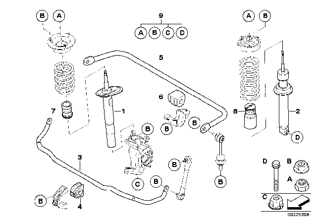 2009 BMW 550i Single Parts, Sports Suspension Diagram