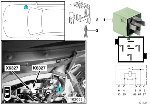 2001 BMW 540i Relay, Fuel Injectors Diagram