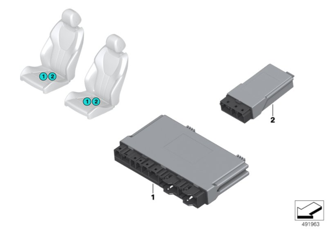 2019 BMW M850i xDrive Control Units Seat Module Front Diagram