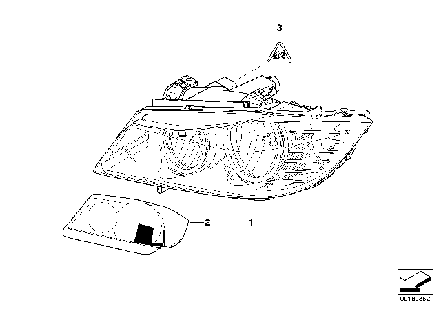 2011 BMW 328i xDrive Left Headlight Diagram for 63117240261