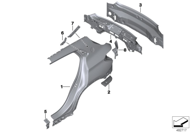 2019 BMW X2 Reinforcement Rear Light Housing Right Diagram for 41007954280