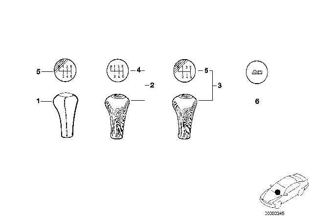 1994 BMW 540i Gearshift Knobs / Coverings / Plaques Diagram