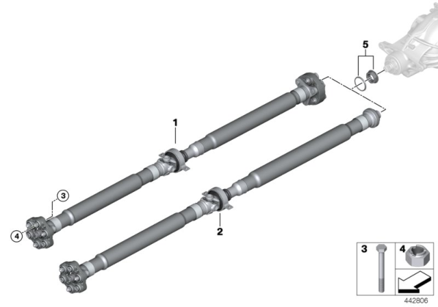 2020 BMW M340i Propeller Shaft / Recessed Nut Diagram