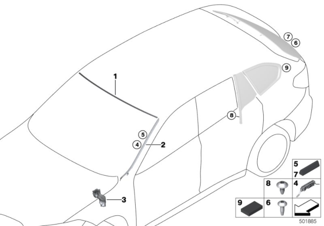 2019 BMW X2 Drip Moulding, Left Diagram for 51317429615