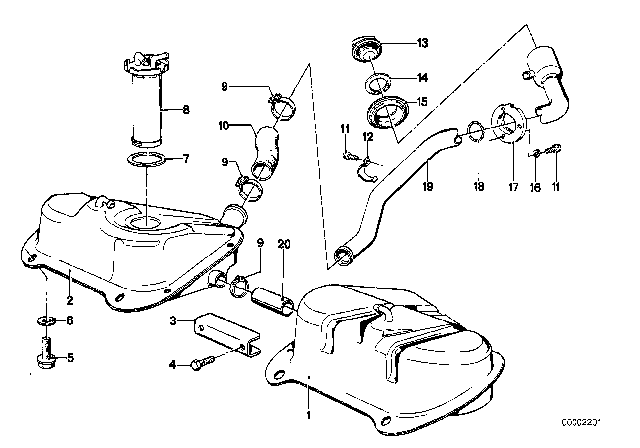 1983 BMW 320i Fuel Tank / Attaching Parts Diagram 1