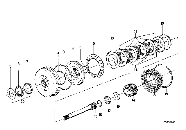 1978 BMW 530i Drive Clutch (ZF 3HP22) Diagram 1