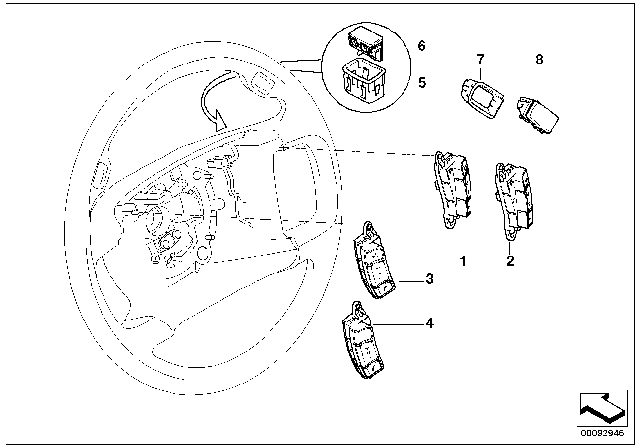 2007 BMW 750Li Switch, Steering Wheel Diagram