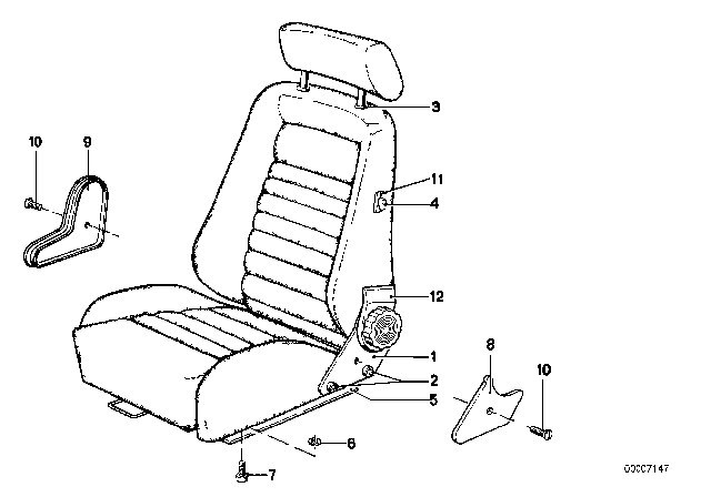 1983 BMW 633CSi Recaro Sports Seat Diagram 6